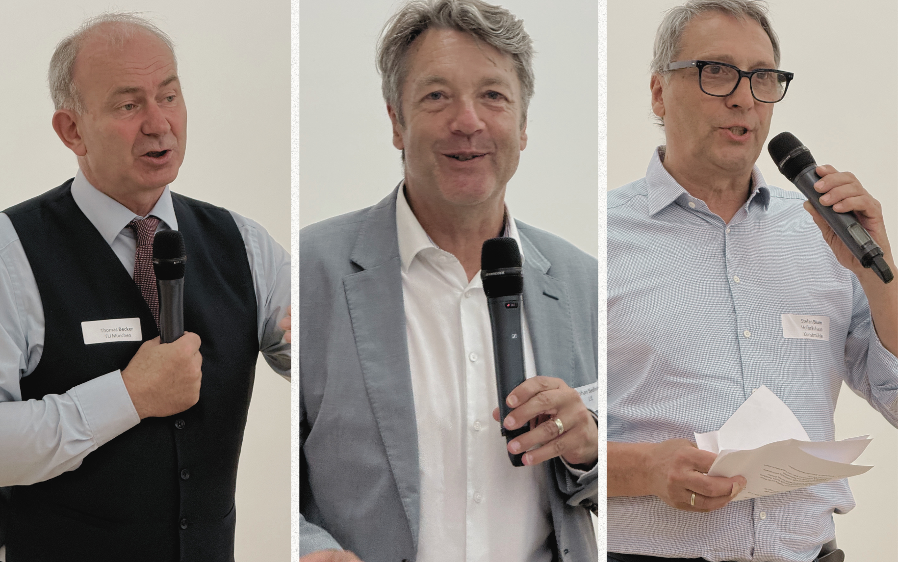 Prof. Dr. Thomas Becker, TU München, Stephan Sedlmayer, Präsident der LfL, und Stefan Blum, Vorsitzender des Verbandes Bayerischer Handelsmühlen begrüßten die Teilnehmer in Weihenstephan.